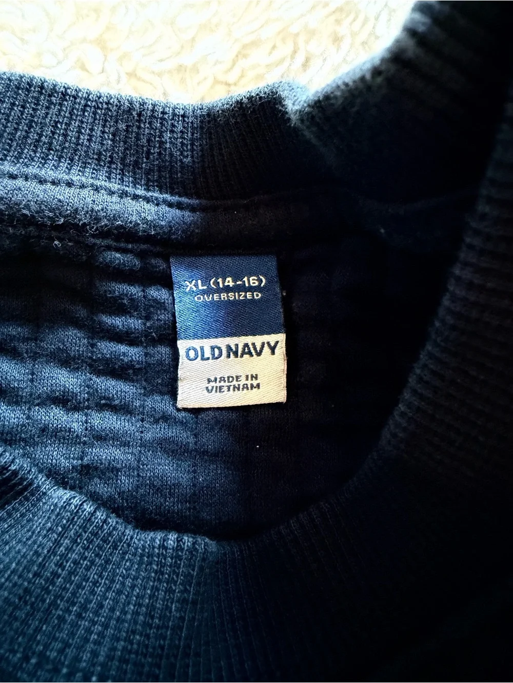 old Navy Boys Navy Quilted Crewneck Sweater
